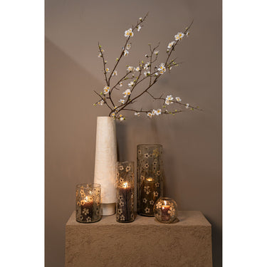Vase – Gerades Design, Blattmosaik Finish, Weiße Farbe, M – Gresa | PTMD