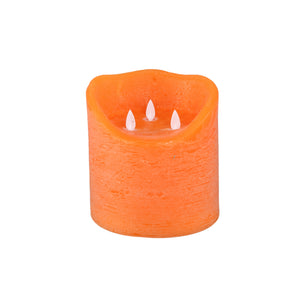 LED Kerze – Rustikale Oberfläche, Orange Farbe, Drei Flammen Design, XXL | PTMD