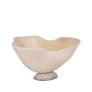 Bowl - Polyresin, handcrafted, white, organic boat shape, large – Cayley | PTMD