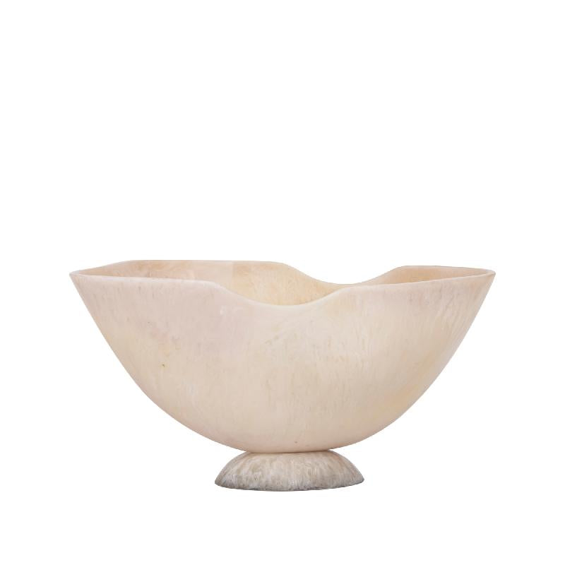 Bowl - Polyresin, handcrafted, white, organic boat shape, large – Cayley | PTMD