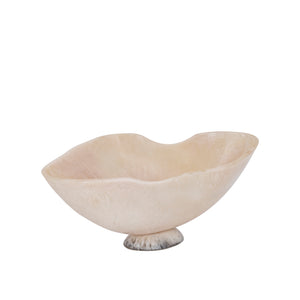 Bowl - Polyresin, handcrafted, white, organic boat shape, small, low, small – Cayley | PTMD