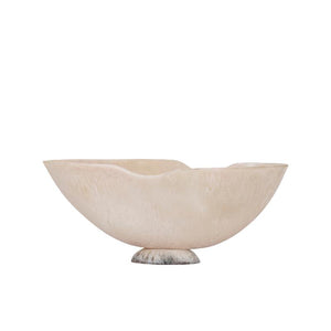 Bowl - Polyresin, handcrafted, white, organic boat shape, small, low, small – Cayley | PTMD