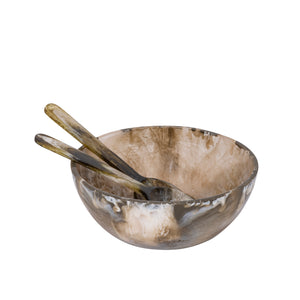 Salad Bowl - Polyresin, Handmade, Green, Round, incl. Cutlery – Cayley | PTMD