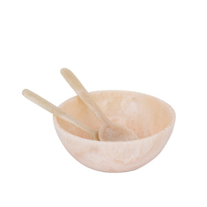 Salad Bowl - Polyresin, Handmade, White, Round, Incl. Cutlery – Cayley | PTMD