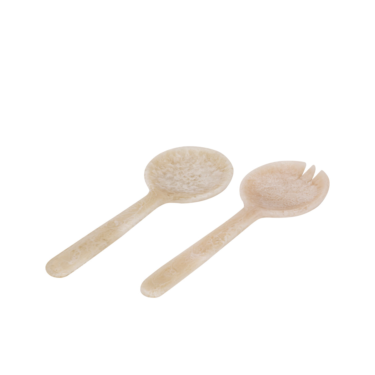 Salad Bowl - Polyresin, Handmade, White, Round, Incl. Cutlery – Cayley | PTMD