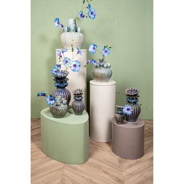Vase - Swirl Design, Ceramic Material, Turquoise Color, M - Mailia | PTMD