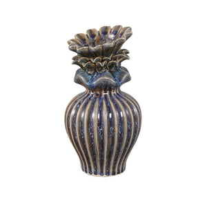 Vase – Flower shape design, ceramic material, blue color, M – Manda | PTMD