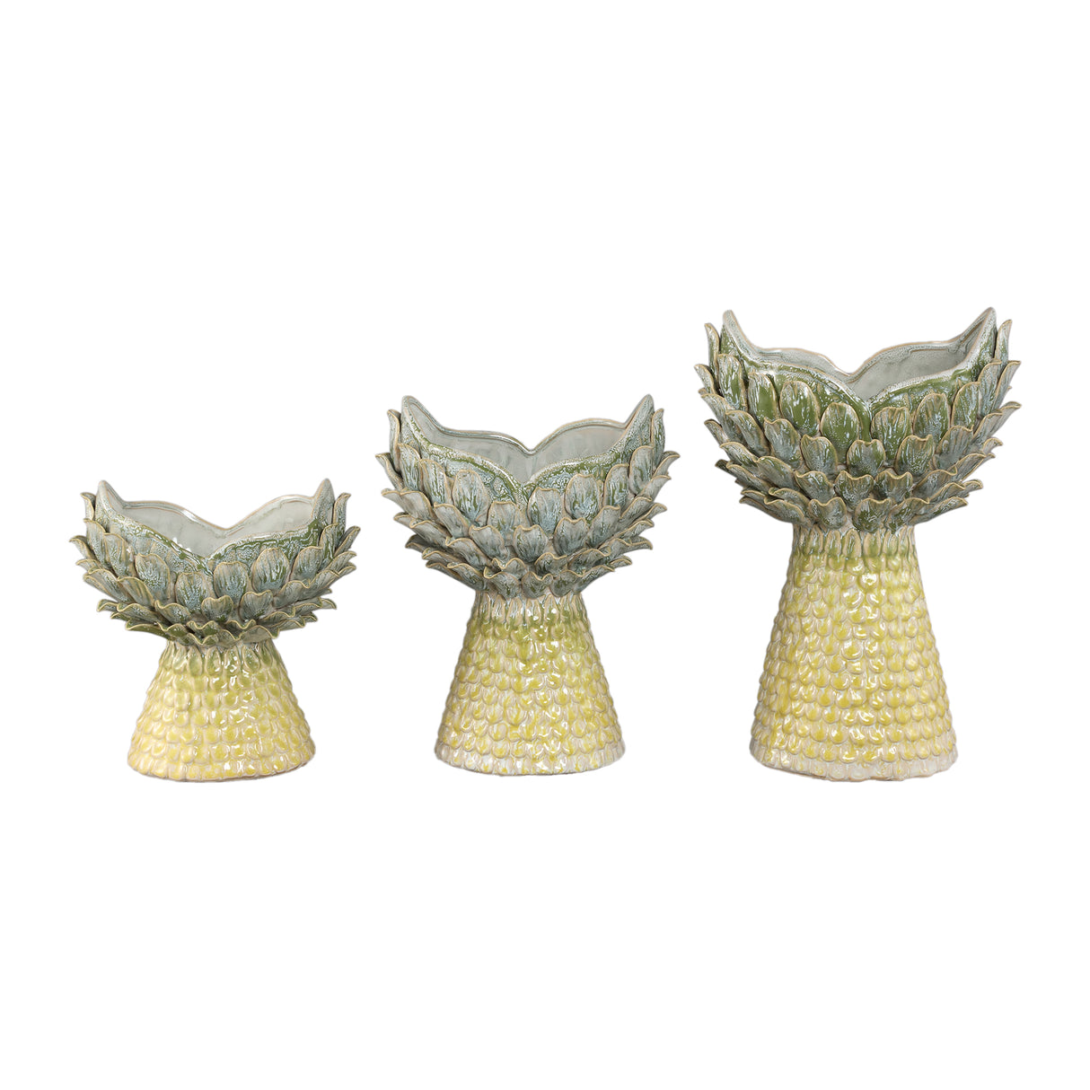 Vase – Gelbe Farbe, Ananasform, Strukturierte Oberfläche, Keramik, S – Marloe | PTMD