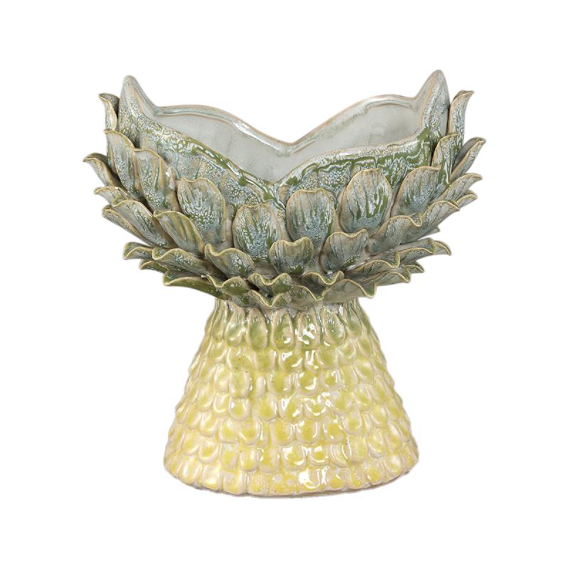 Vase – Gelbe Farbe, Ananasform, Strukturierte Oberfläche, Keramik, S – Marloe | PTMD
