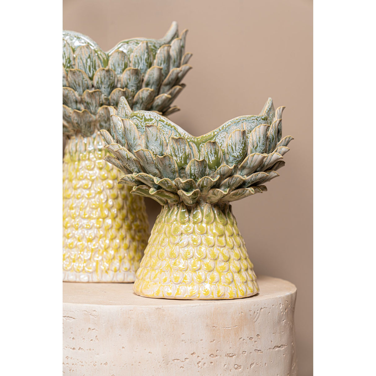 Vase – Gelbe Farbe, Ananasform, Strukturierte Oberfläche, Keramik, S – Marloe | PTMD