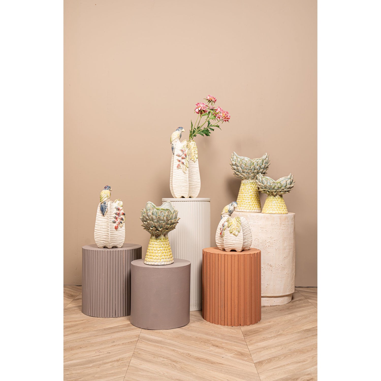 Vase – Gelbe Farbe, Ananasform, Strukturierte Oberfläche, Keramik, S – Marloe | PTMD
