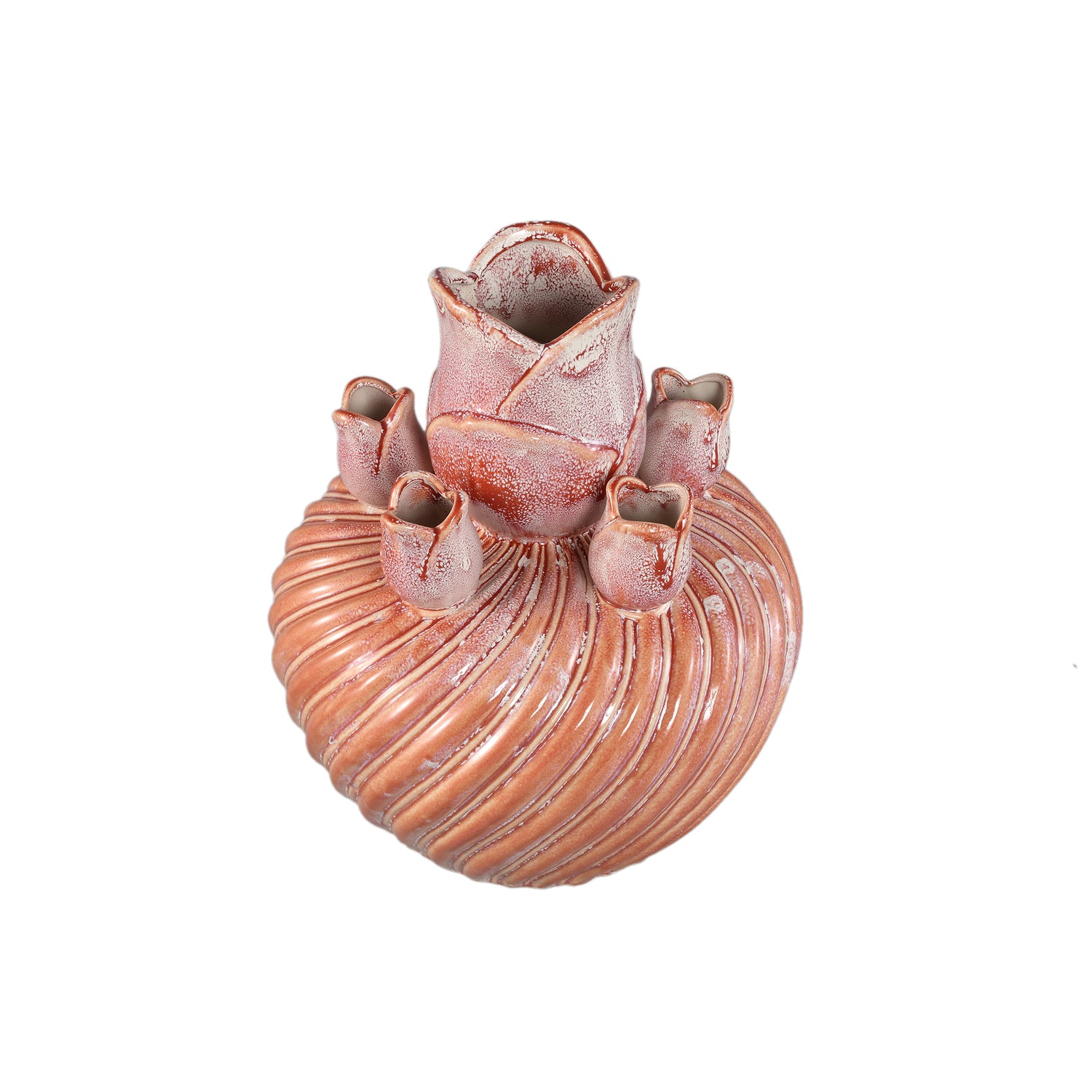Vase – Wirbel Design, Keramik Material, Pfirsich Farbe, L – Mailia | PTMD