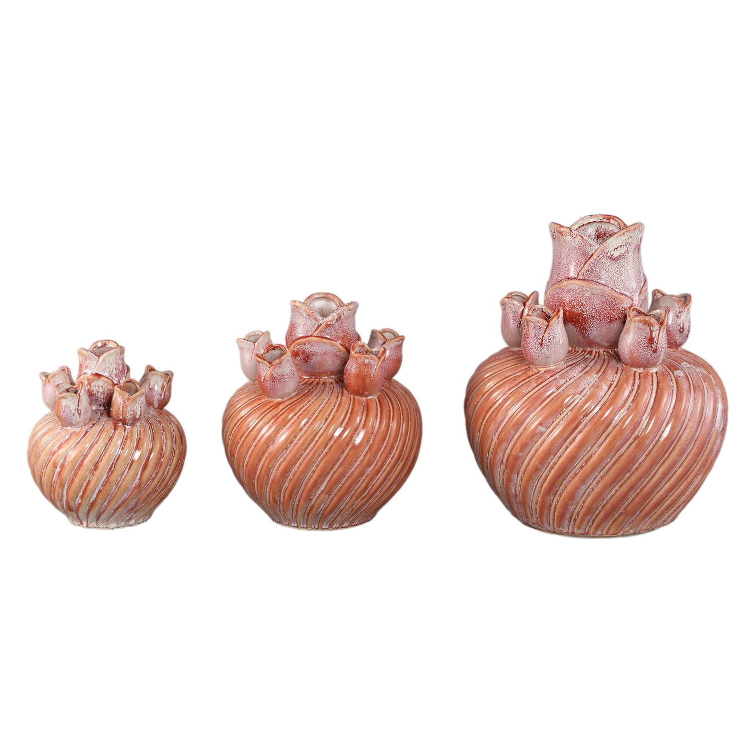 Vase – Wirbel Design, Keramik Material, Pfirsich Farbe, L – Mailia | PTMD