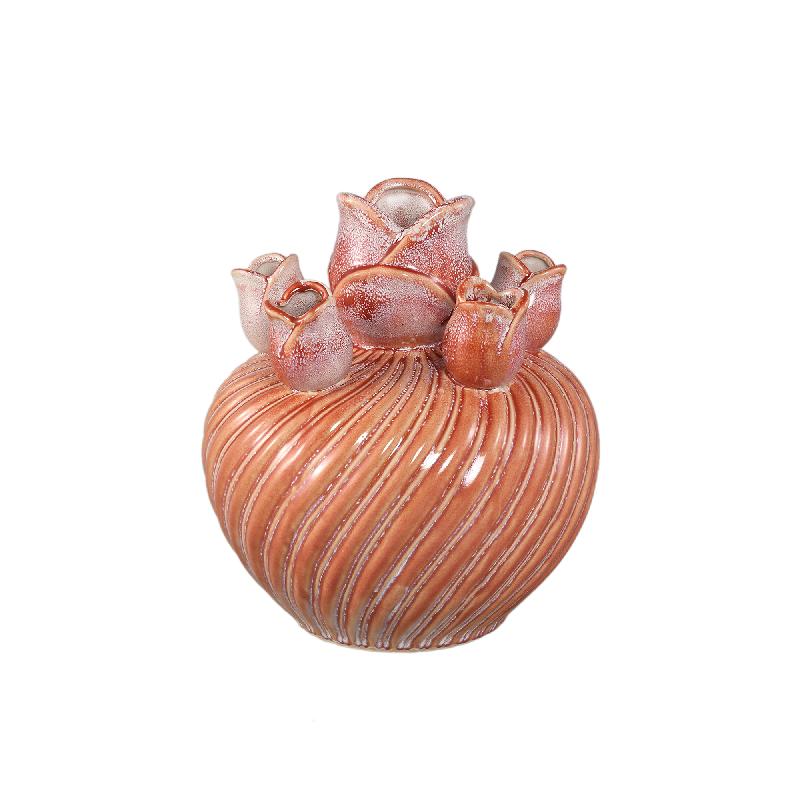 Vase - Swirl Design, Ceramic Material, Peach Color, M - Mailia | PTMD