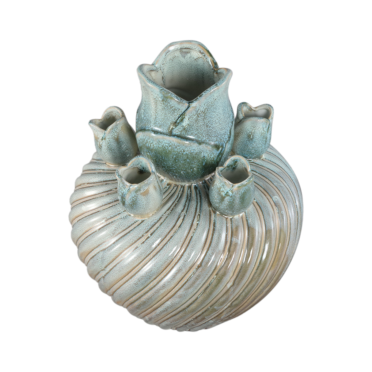 Vase – Wirbel Design, Keramik Material, Türkis Farbe, S – Mailia | PTMD