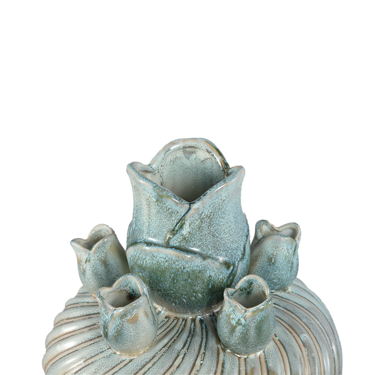 Vase – Wirbel Design, Keramik Material, Türkis Farbe, S – Mailia | PTMD