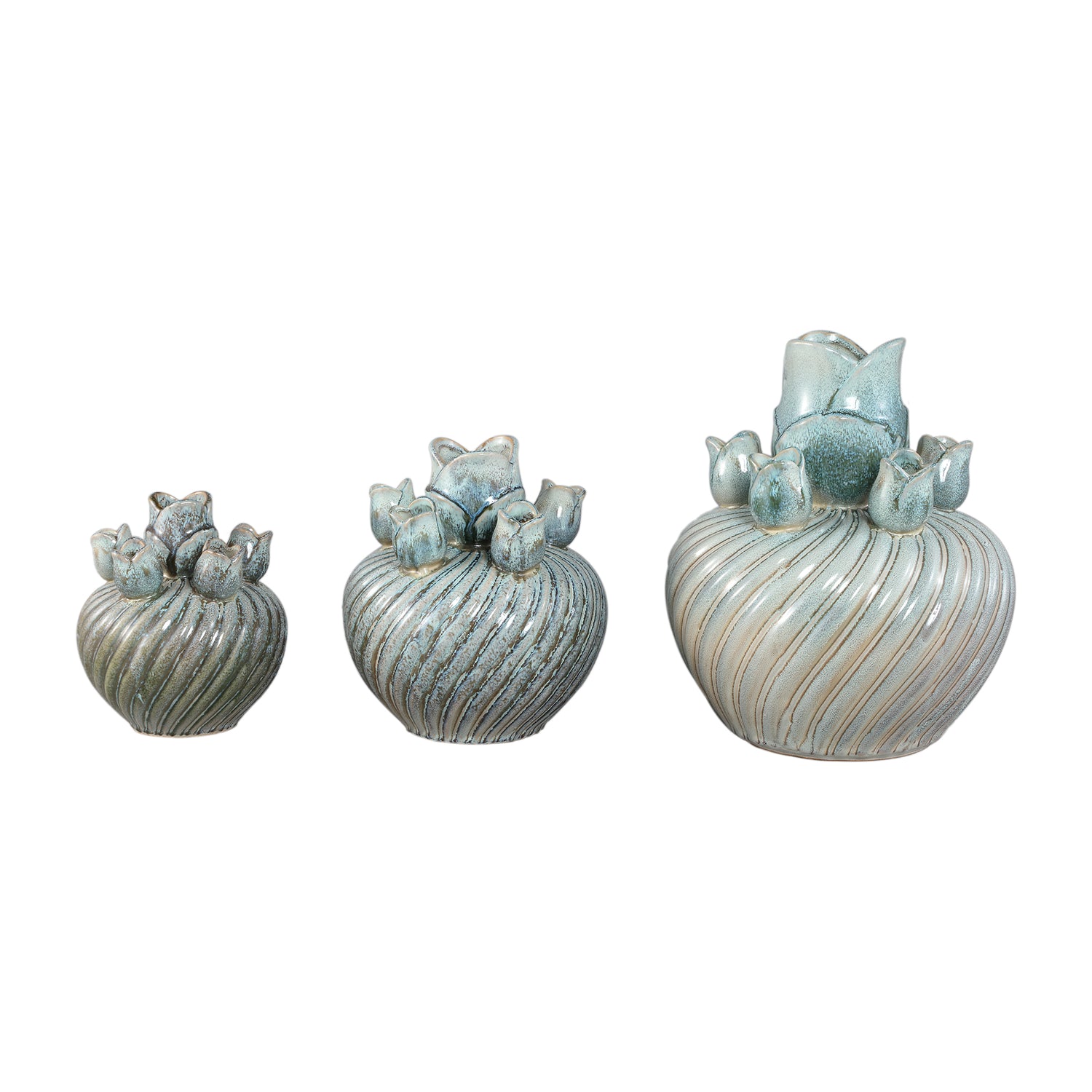 Vase – Wirbel Design, Keramik Material, Türkis Farbe, M – Mailia | PTMD