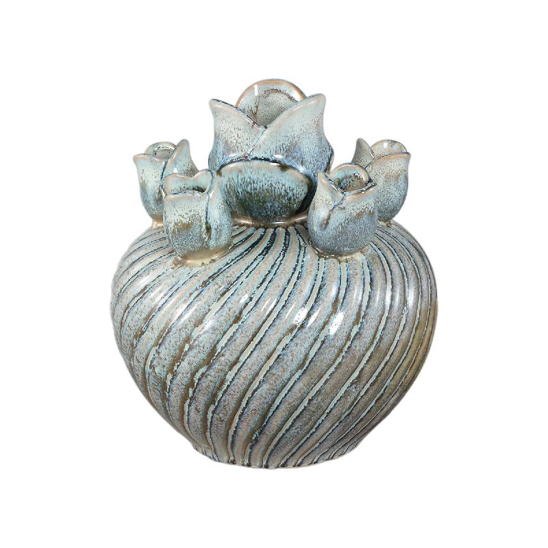 Vase – Wirbel Design, Keramik Material, Türkis Farbe, M – Mailia | PTMD