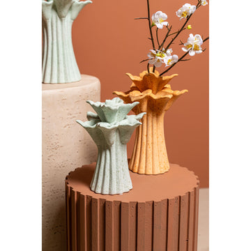 Vase – Turquoise, Flower Shape, Decorative Design, Ceramic, S – Ellodie | PTMD