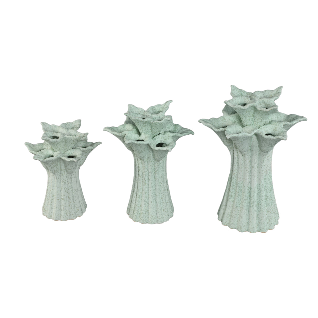 Vase – Türkisfarbe, Blumenform, Dekoratives Design, Keramik, M – Ellodie | PTMD