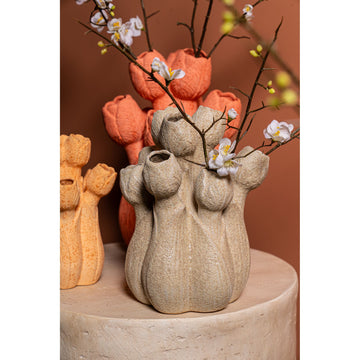 Vase - Turquoise, Tulip Shape, Round Design, Ceramic, M - Ellodie | PTMD