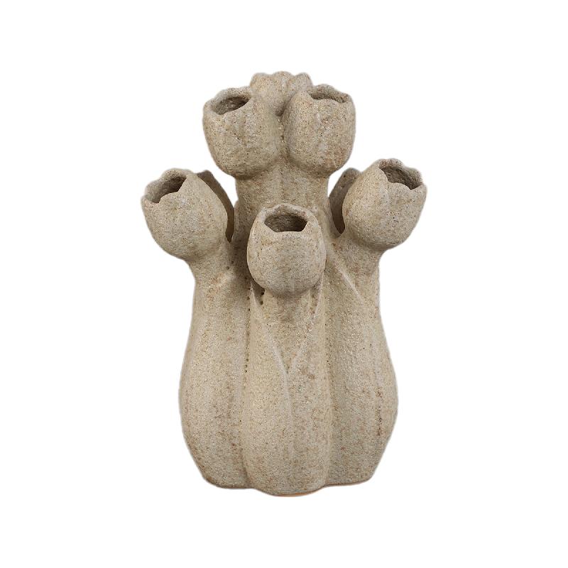 Vase - Cream, Tulip Shape, Round Design, Ceramic, S - Ellodie | PTMD