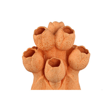 Vase – Orange, Tulip Shape, Round Design, Ceramic, S – Ellodie | PTMD