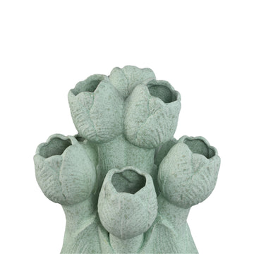 Vase - Turquoise, Tulip Shape, Round Design, Ceramic, M - Ellodie | PTMD