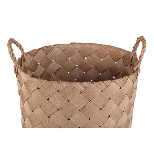 Basket - Natural Paper, Braided Look, Round Shape, With Handle - Clarke | PTMD