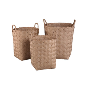 Basket - Natural Paper, Braided Look, Round Shape, With Handle - Clarke | PTMD