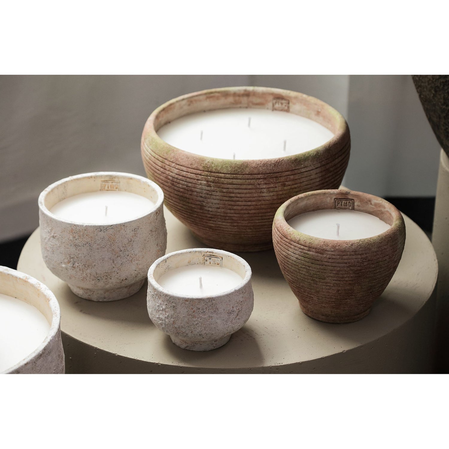 Kerze – Gestreiftes Design, Outdoor Verwendung, Braun, XL – Pedro | PTMD