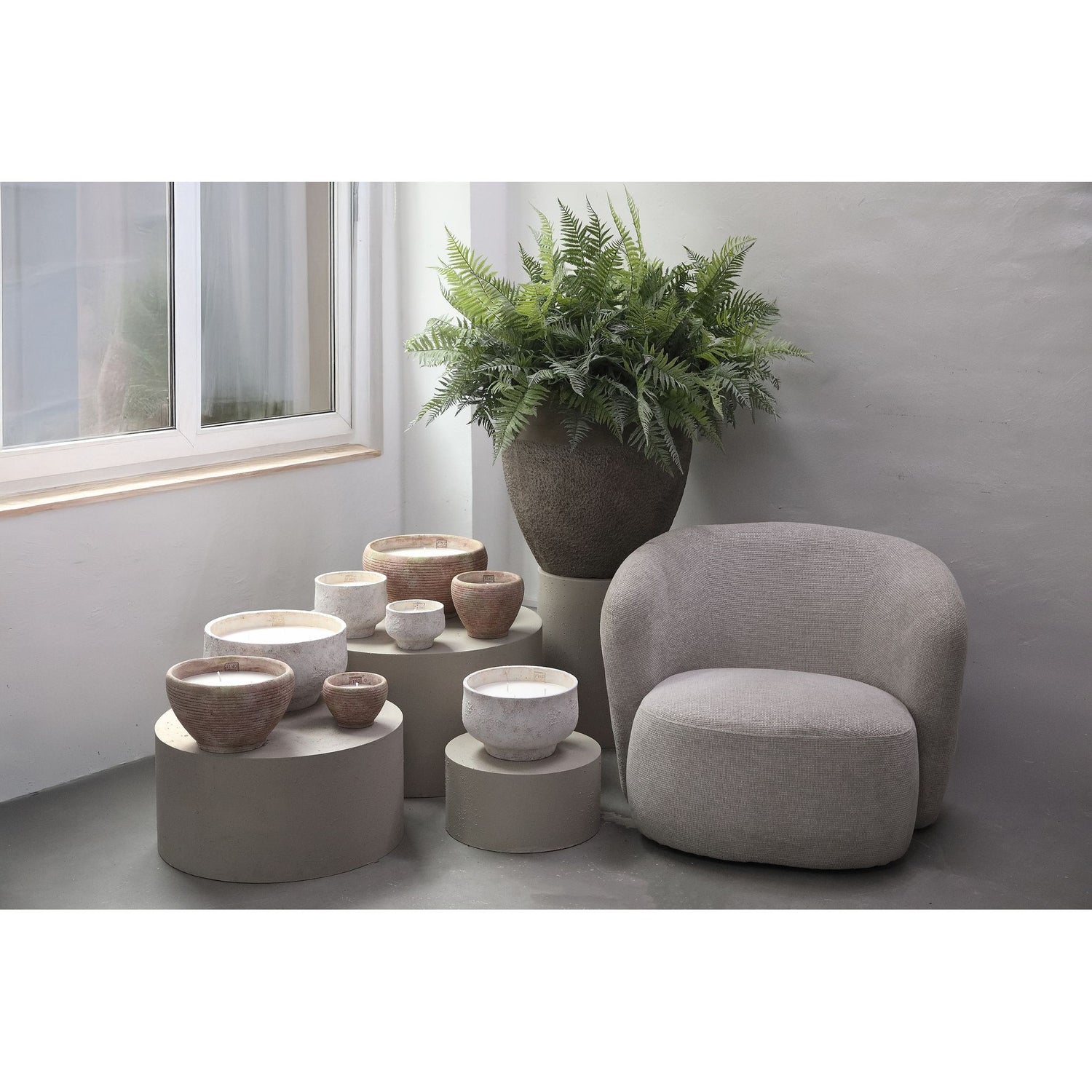Kerze – Gestreiftes Design, Outdoor Verwendung, Braun, M – Pedro | PTMD