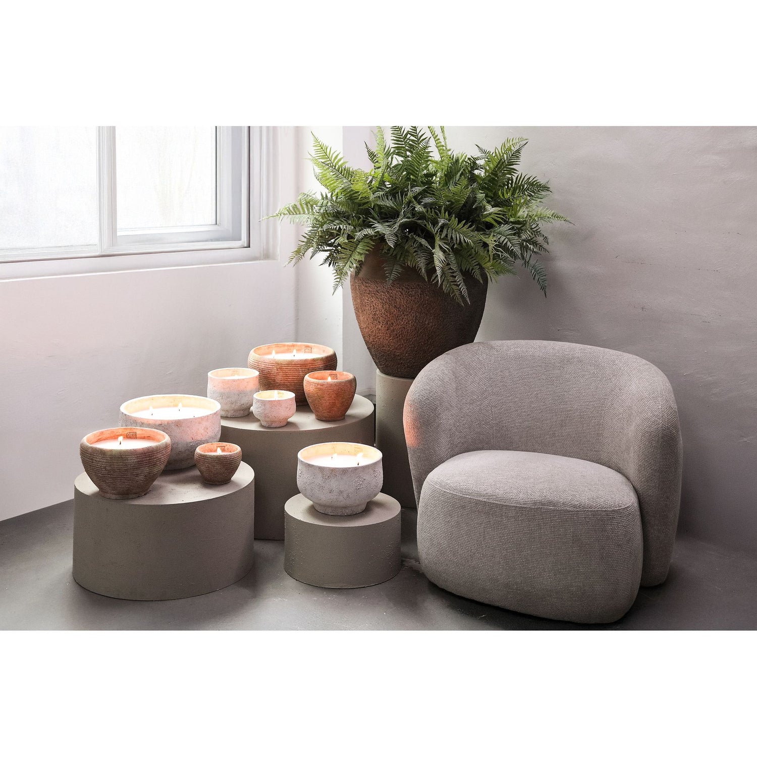 Kerze – Geripptes Design, Outdoor Verwendung, Braun, XL – Elora | PTMD
