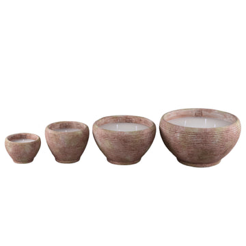 Kerze – Gestreiftes Design, Outdoor Verwendung, Braun, L – Pedro | PTMD