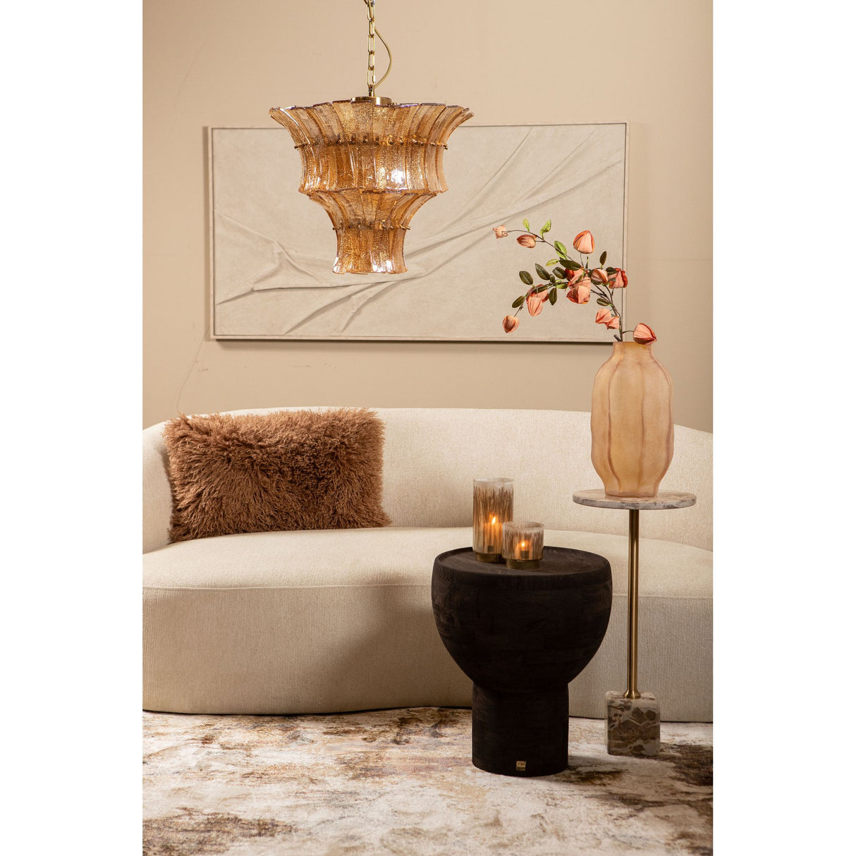 Side Table - Mango Wood, Handmade, Dark Brown, Round, Pedestal Design – Erno | PTMD