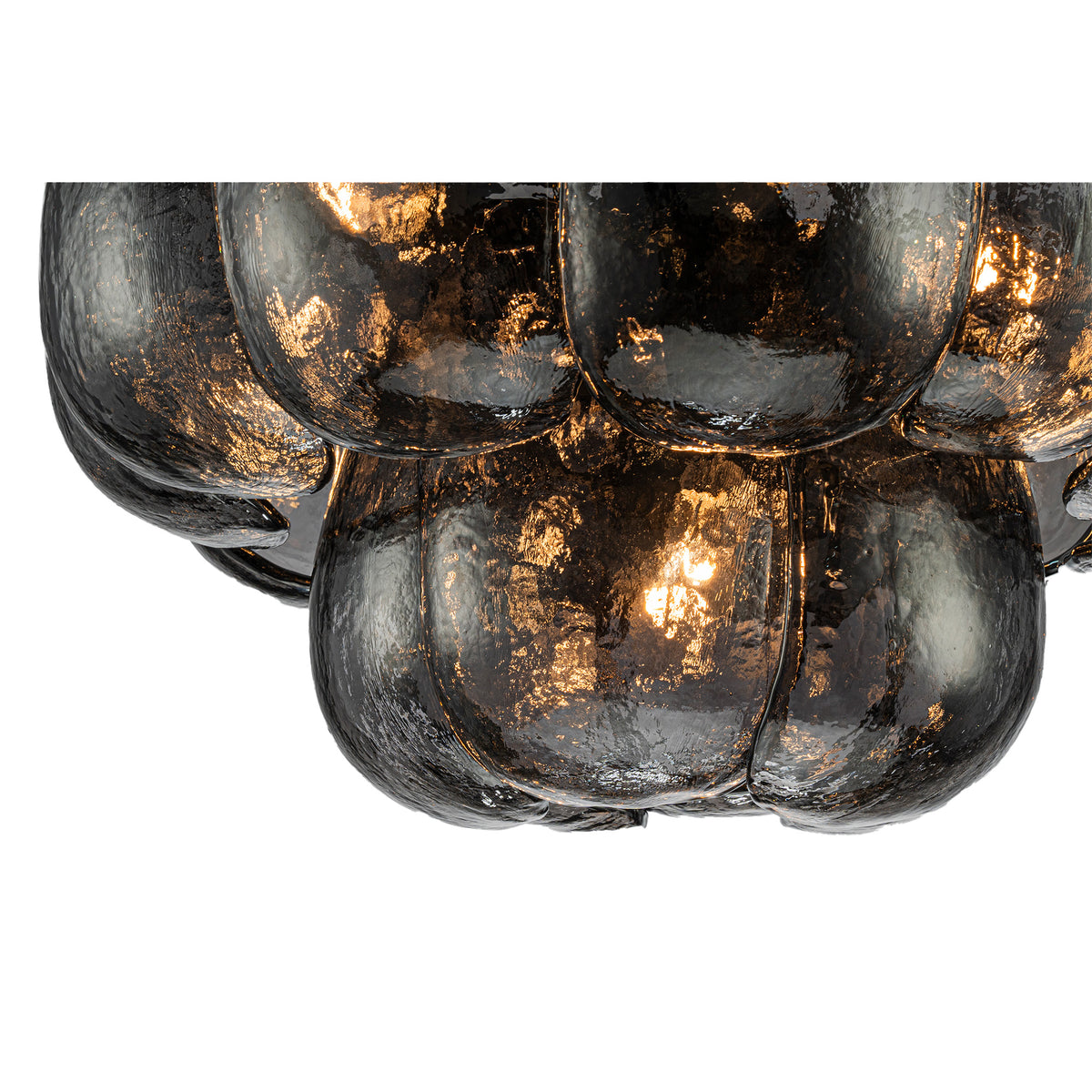 Pendelleuchte aus Glas und Eisen mit gunmetalfarbener Optik und runder Form, S – Vila | PTMD