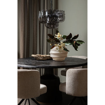 Vase – Beige Farbton, Glas Material, Geschichtetes Design, Niedrige Form – Elladie | PTMD