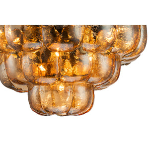 Pendelleuchte aus Glas und Eisen mit bernsteinfarbener Optik und runder Form, L – Vila | PTMD