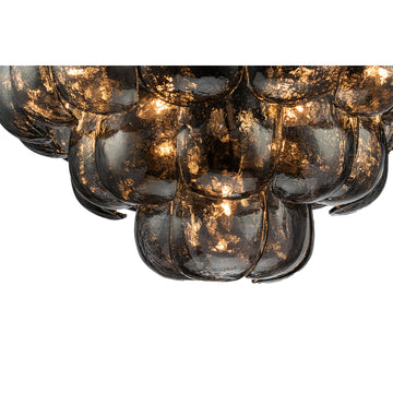 Hängelampe aus Glas und Eisen mit gunmetalfarbener Optik und runder Form, L – Vila | PTMD