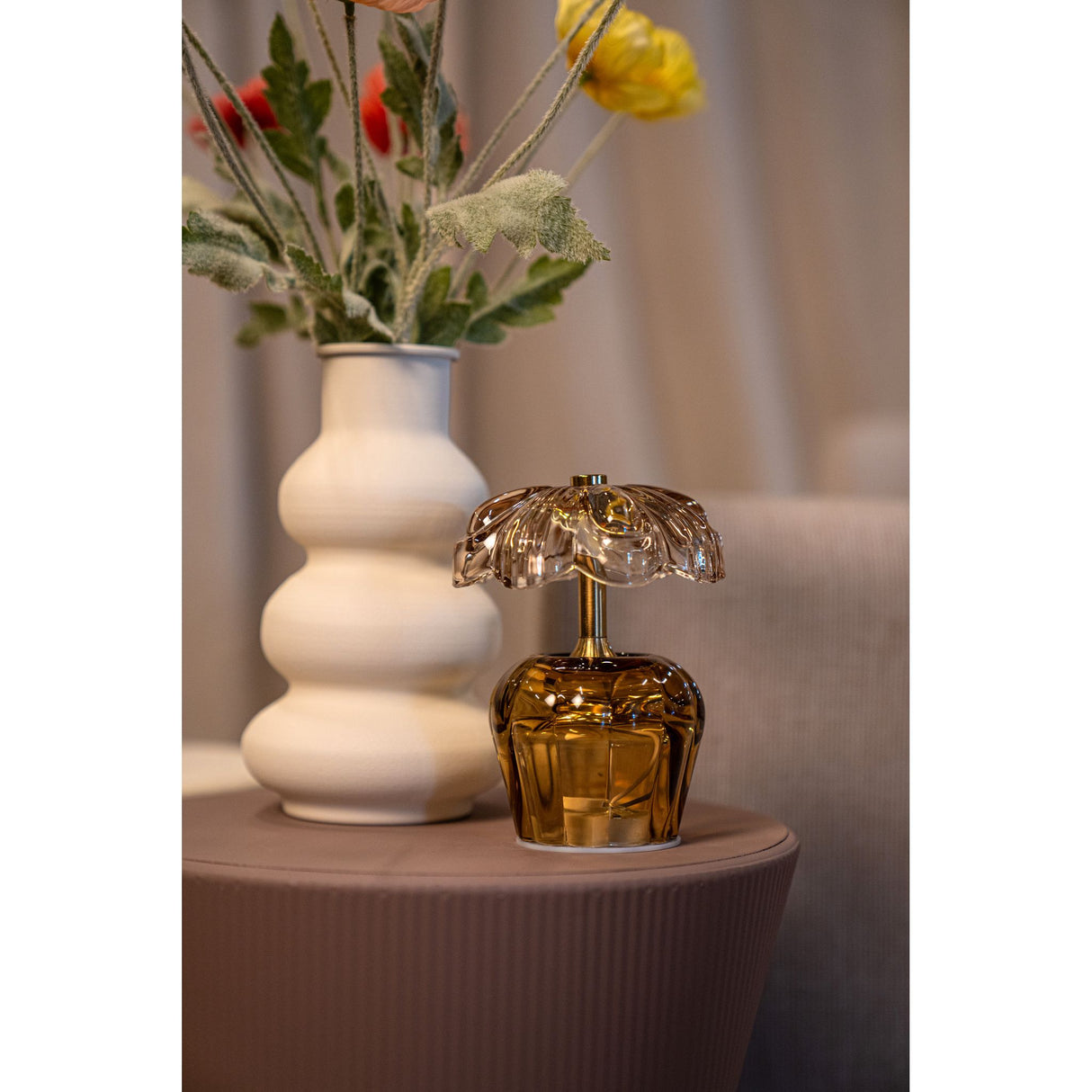 LED Light – Floral Design, Grass Material, Brown Color Scheme – Kaydie | PTMD