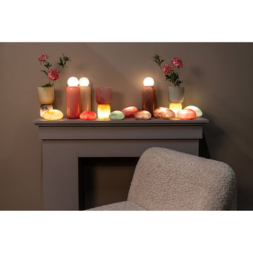 LED-Leuchte – Geripptes Design, LED Sockel, Dunkelrosa Farbe – Alayna | PTMD