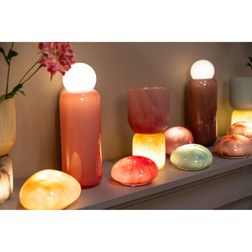LED-Leuchte – Geripptes Design, LED Sockel, Beige Farbe – Alayna | PTMD