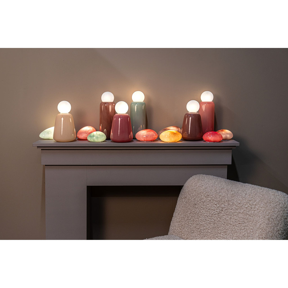 LED Light – Stone Design, Rechargeable Function, Taupe Colour, L – Shalon | PTMD