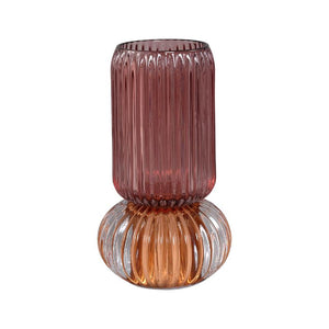 LED-Leuchte  – Geripptes Glas, Rundes Design, Dunkelrosa Farbe – Yannah | PTMD
