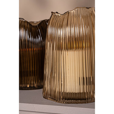 Windlicht – Glas Material, Grün Ton, Rillen Design – Dewin | PTMD