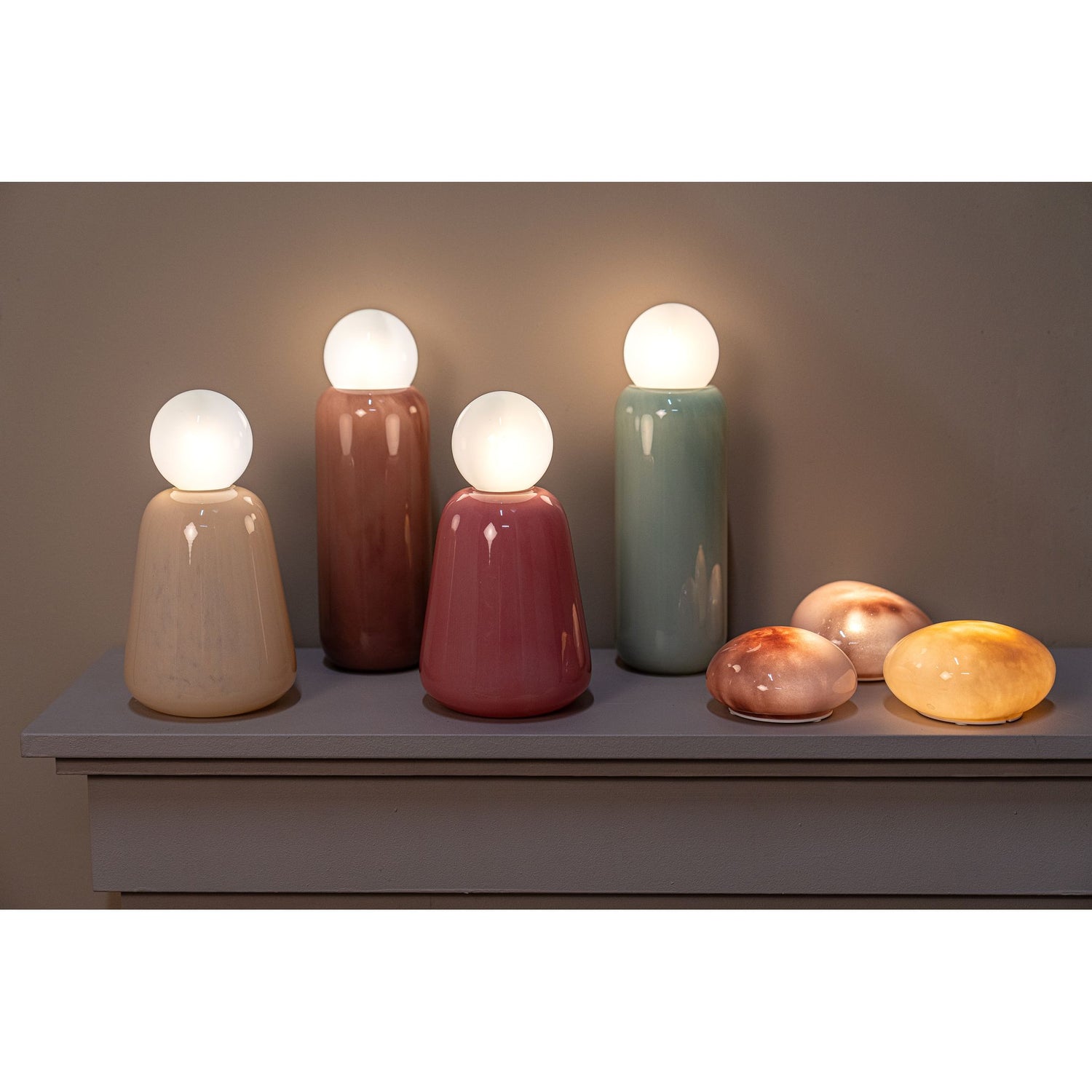 LED-Leuchte – Glas Design, Aufladbare Funktion, Taupe Farbe, Hoch  – Garine | PTMD