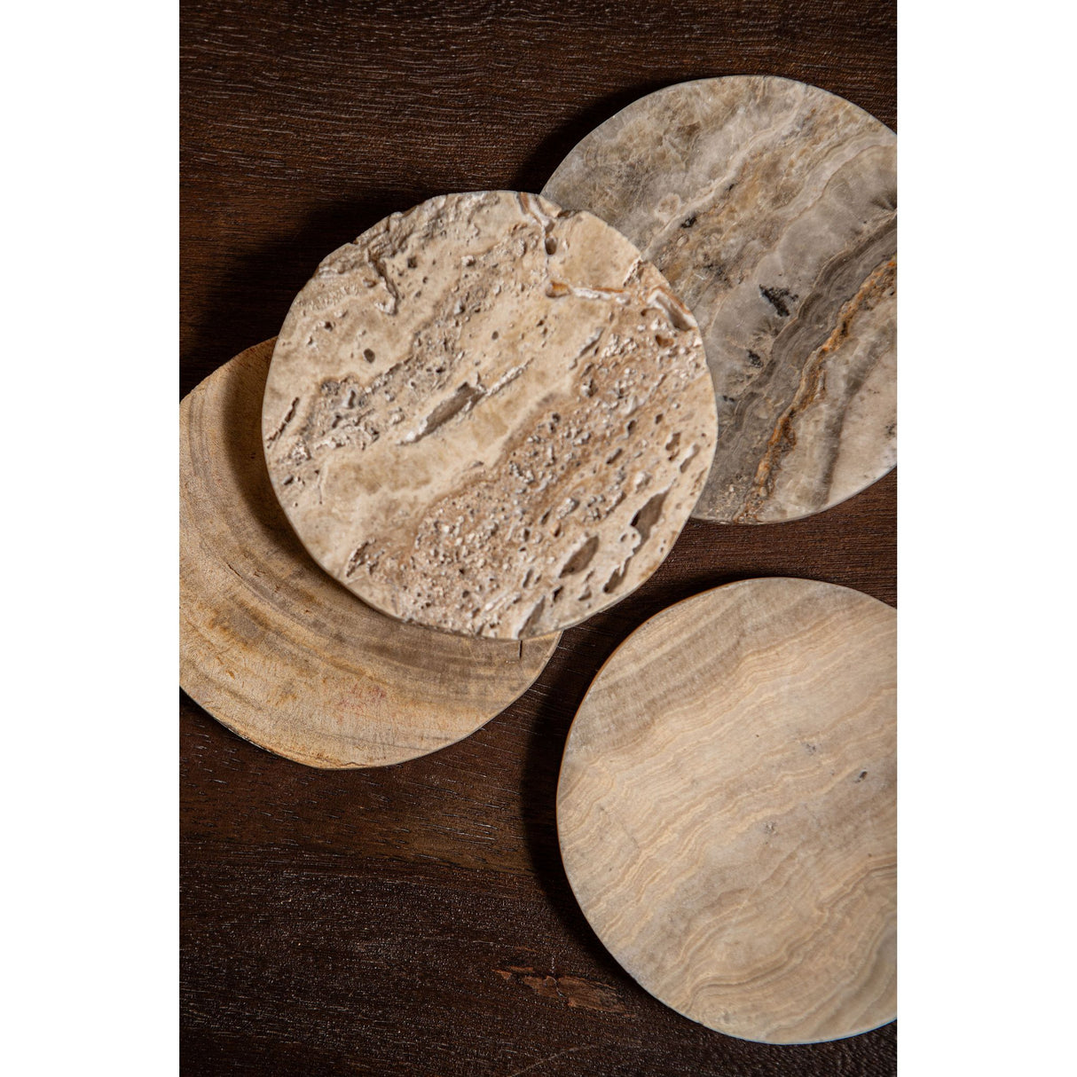 Untersetzer – Versteinertes Holz Mix, Naturstein Material, Naturbelassene Oberfläche – Jaidan | PTMD