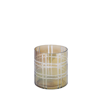 Windlicht – Streifen Design, Runde Form, Glas Material, Grün, S – Divit | PTMD