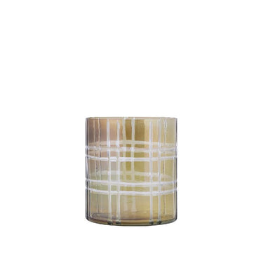 Windlicht – Streifen Design, Runde Form, Glas Material, Grün, S – Divit | PTMD