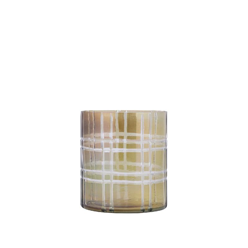 Windlicht – Streifen Design, Runde Form, Glas Material, Grün, S – Divit | PTMD